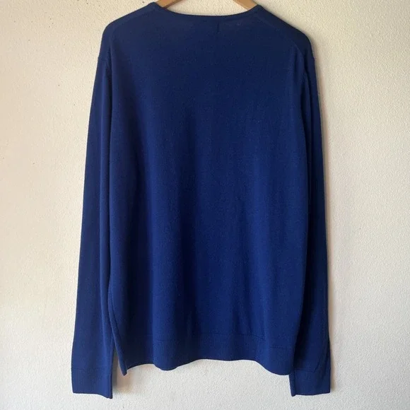 Nordstrom Men's Merino Wool  Blue Crew Neck Pullover Sweater XL Preppy Luxury - Picture 11 of 11